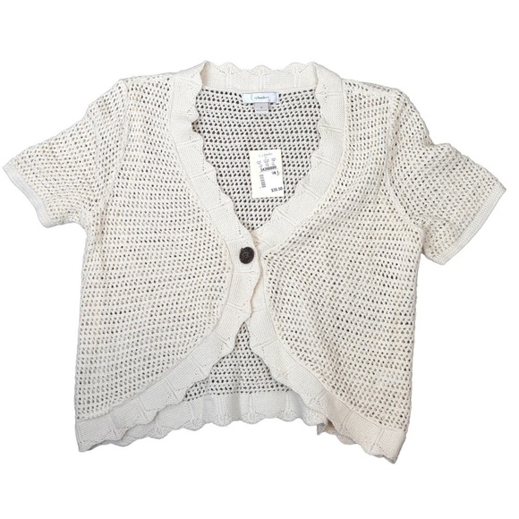 NWT CJ Banks 1 Button Open Knit Scalloped Hem Cardigan, Size X (14) - Picture 1 of 10